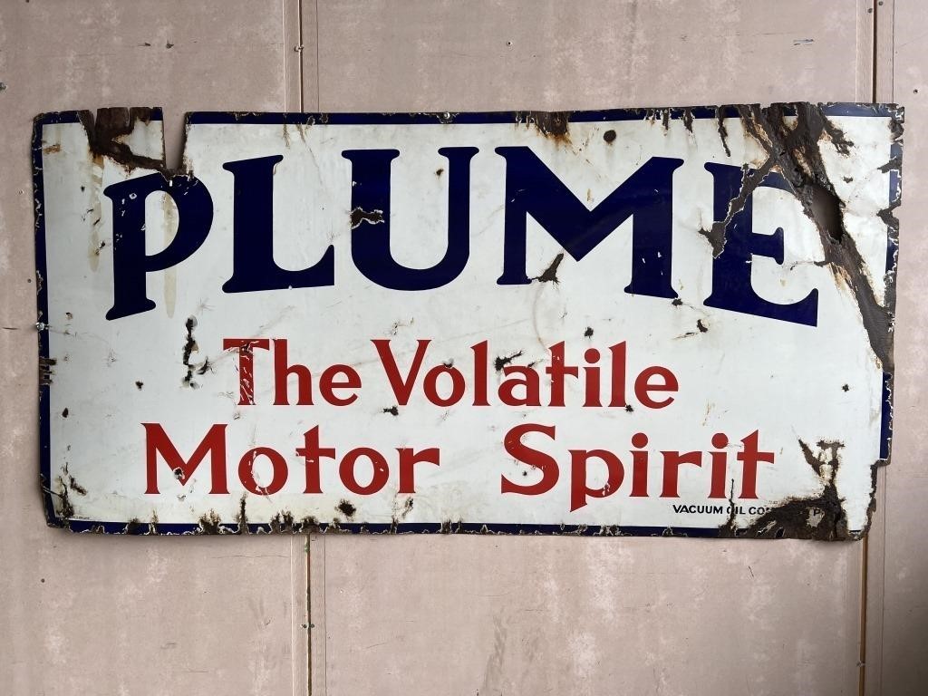 Rare original Plume enamel sign approx 6 x 3 ft