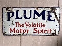 Rare original Plume enamel sign approx 6 x 3 ft