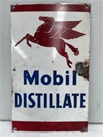 Original Mobil distillate enamel pump sign approx