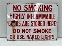 Original No Smoking Vacuum Oil enamel sign approx