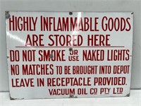 Original Inflammable Goods Vacuum Oil enamel sign