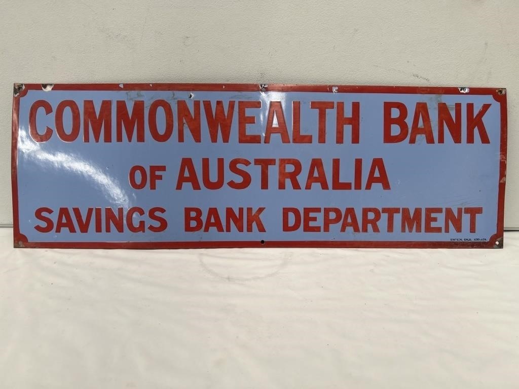 Original Commonwealth Bank enamel sign approx