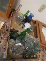 Glass lot jars bottles ect