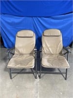 Pair of folding padded reclining chairs