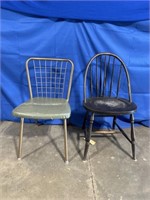 Vintage metal and wooden chairs