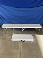 Pair of composite folding benches. Approximately
