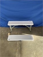 Pair of folding benches, approximately 33x8