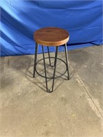 Wood and metal stool. Approximately 30” tall