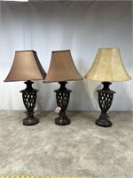 Trio of modern table lamps