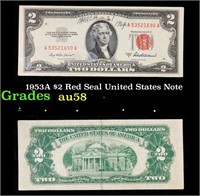 1953A $2 Red Seal United States Note Grades Choice