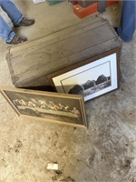 Small pilgrim trunk & 2 pictures