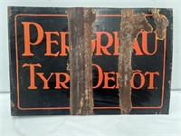 Original Pedriau Tyre Depot  post mount sign