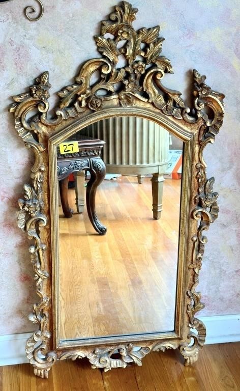 Large Vintage Ornate Baroque French Style Mirror