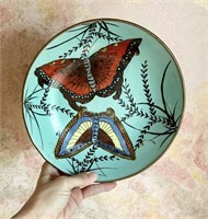 Vintage Hand Painted MCM Butterfly Hanging Dish -