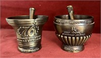 Vintage Brass Rx Pharmacy Mortar & Pestle Pair