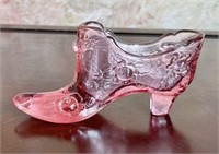 Vintage Fenton Glass Rose Slipper