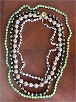 Mixed Necklace Jewelry Lot - Cloisonne, Jade and