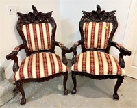 Heavily Carved  Eagle Head Arm Chairs - Check Pics