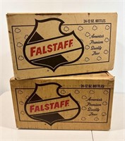 Two Vintage Falstaff Beer Cardboard Box Crates