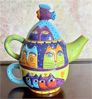 Laurel Burch Ganz Whimsical Cat Teapot / Cup