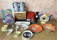 Mixed Vintage Lot with Asian Teapots, Mini Dishes