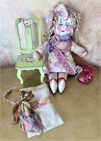 Signed Doll Lot with Mini Chair & Bag