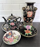 Mixed Lot with Vintage Tobacco Leaf Dish, Asian