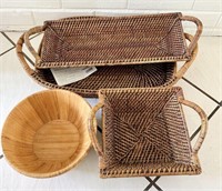 Pampered Chef Woven Baskets & Bowl Lot