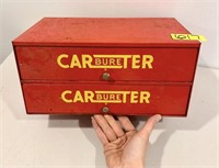 Vintage 2 Drawer Metal Carter Carbureter Cabinet