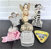 Mixed Decor Lot with Cat items, Figurines & More
