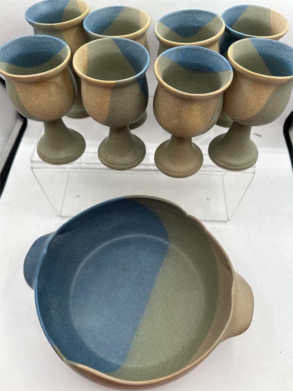 Pottery bowl with goblets