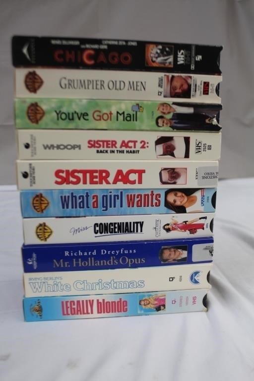 Ten VHS movies, Sister Act II, Chicago, Legally