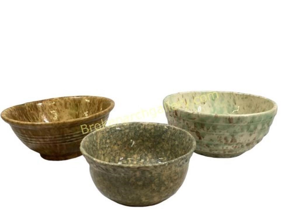 Three Spatterware Mixing Bowls