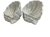 Pair Ceramic Shell Form Planters