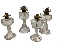 4 Victorian Oil Lamps
