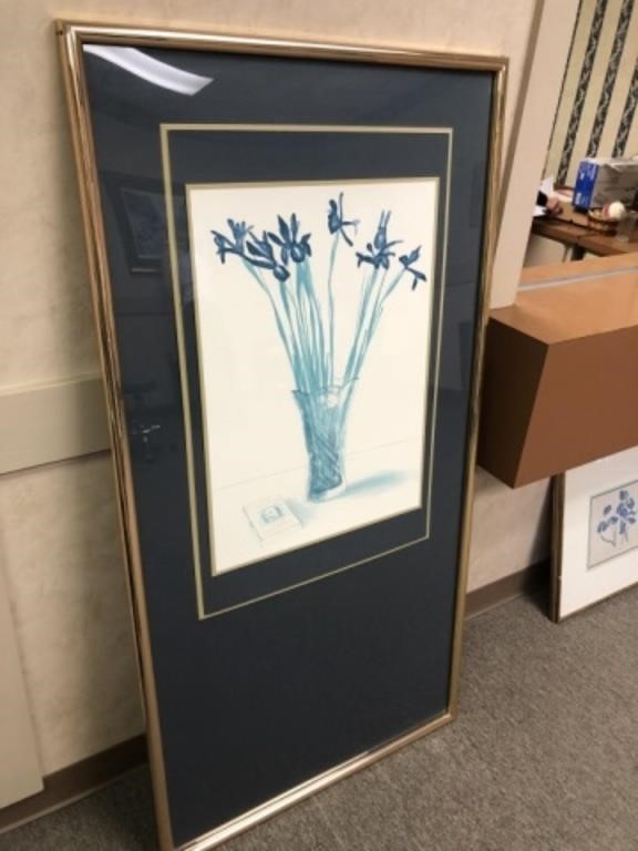 Large Framed Orchid Watercolor  (30" x 54"T