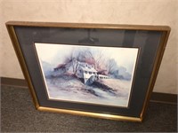 Gold Framed Decorator Pic (White House Grist Mill)