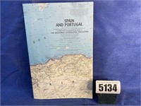 Vintage Spain & Portugal Map, 1965, The Natl.