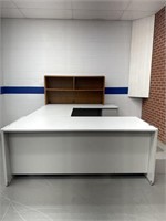 Metal U Shaped  Desk With Shelf