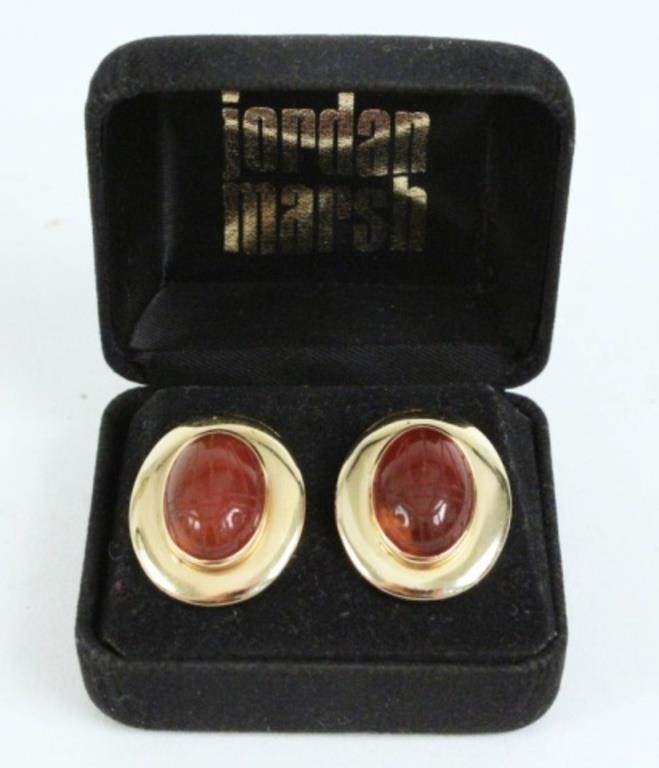 Jordan Marsh 14K Gold Earrings w/ Carnelian