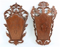 Two 19th C. Black Forest Style Carved Wall Boxes