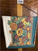 Green & Floral Print Tablecloth, 56" X 116"