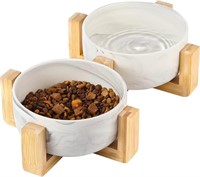 Ceramic Dog Cat Food & Water Bowls Set, 6 inch