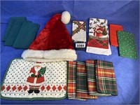 Christmas Santa Hat, Cloth Napkins, Placemat,