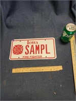 Iowa Fire Fighters Sample License Plate