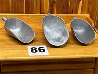 3 Antique Seed Scoops
