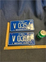 Pair of IA 1986 V0354 Nat Guard License Plates
