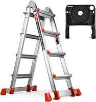 HBTower 17 FT 4-Step Ladder with Tray  Silver