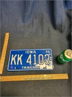 1986 IA Tractor KK4103 License Plate