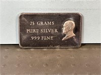 25 grams silver bar in .999 purity